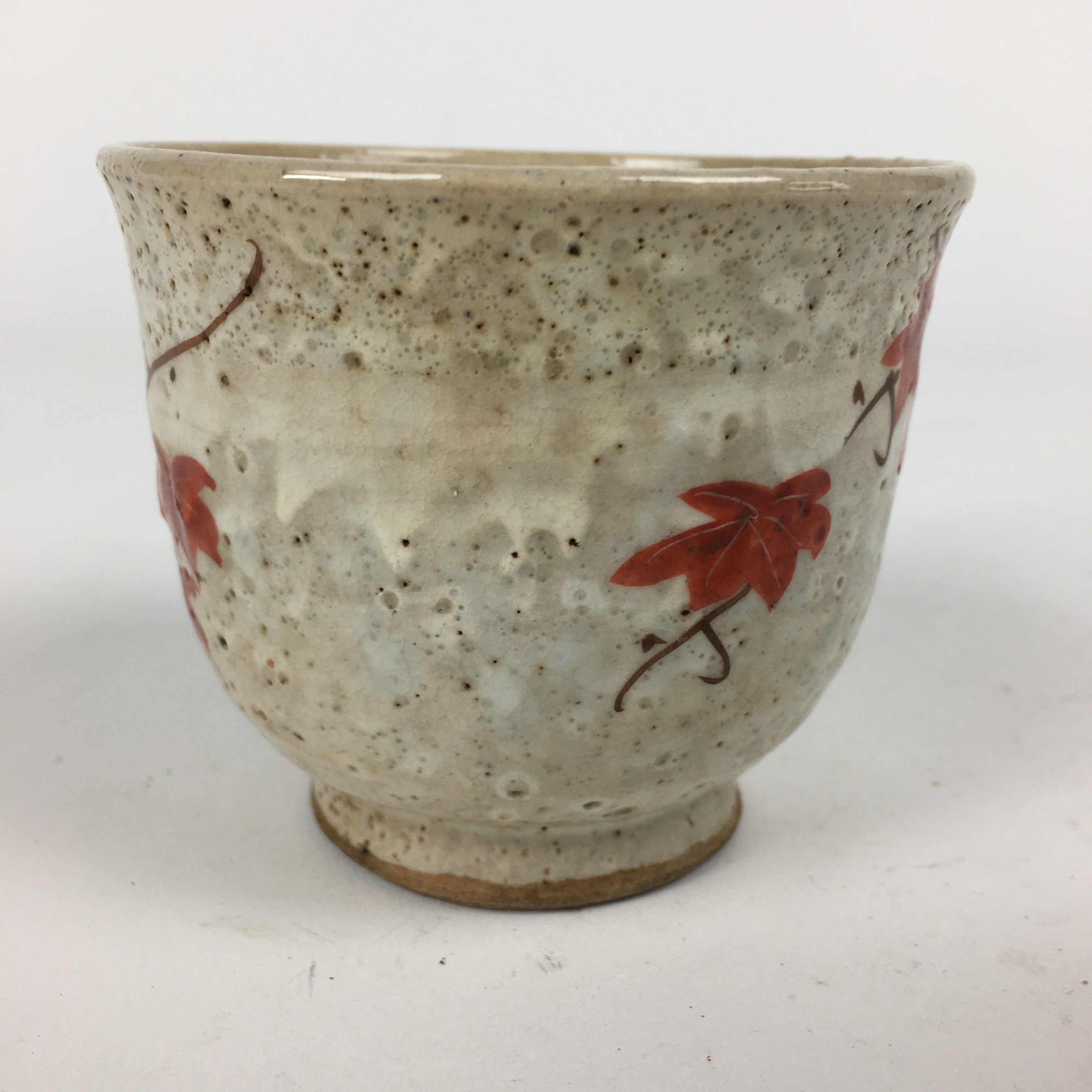 Japanese Ceramic Teacup Yunomi Vtg White Japanese Maple Sencha TC284