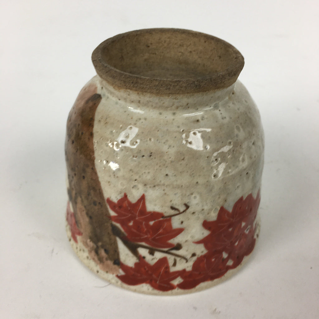 Japanese Ceramic Teacup Yunomi Vtg White Japanese Maple Sencha TC285