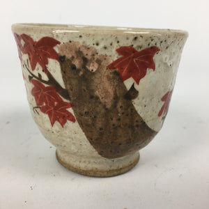 Japanese Ceramic Teacup Yunomi Vtg White Japanese Maple Sencha TC285