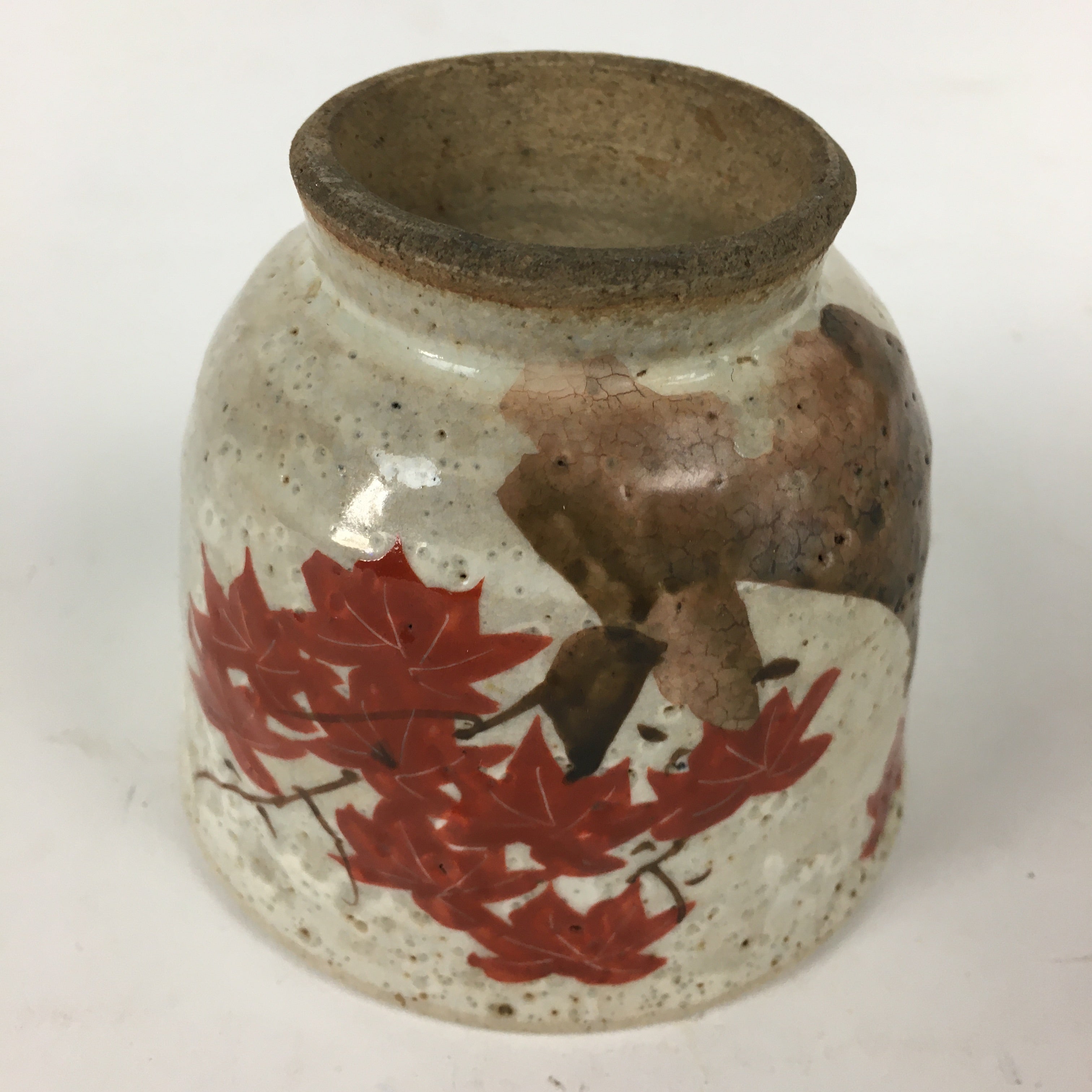 Japanese Ceramic Teacup Yunomi Vtg White Japanese Maple Sencha TC285