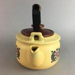 Japanese Ceramic Teapot Kettle Vtg Yellow Shungyo Pottery Floral Handle PX236