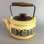 Japanese Ceramic Teapot Kettle Vtg Yellow Shungyo Pottery Floral Handle PX236