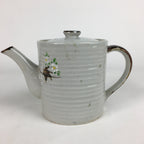 Japanese Ceramic Teapot Vtg Kyusu Gray Autumn Leaves Design Sencha PP541