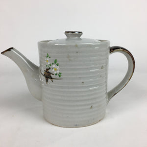 Japanese Ceramic Teapot Vtg Kyusu Gray Autumn Leaves Design Sencha PP541