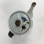 Japanese Ceramic Teapot Vtg Kyusu Gray Autumn Leaves Design Sencha PP541