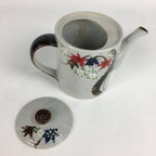 Japanese Ceramic Teapot Vtg Kyusu Gray Autumn Leaves Design Sencha PP542