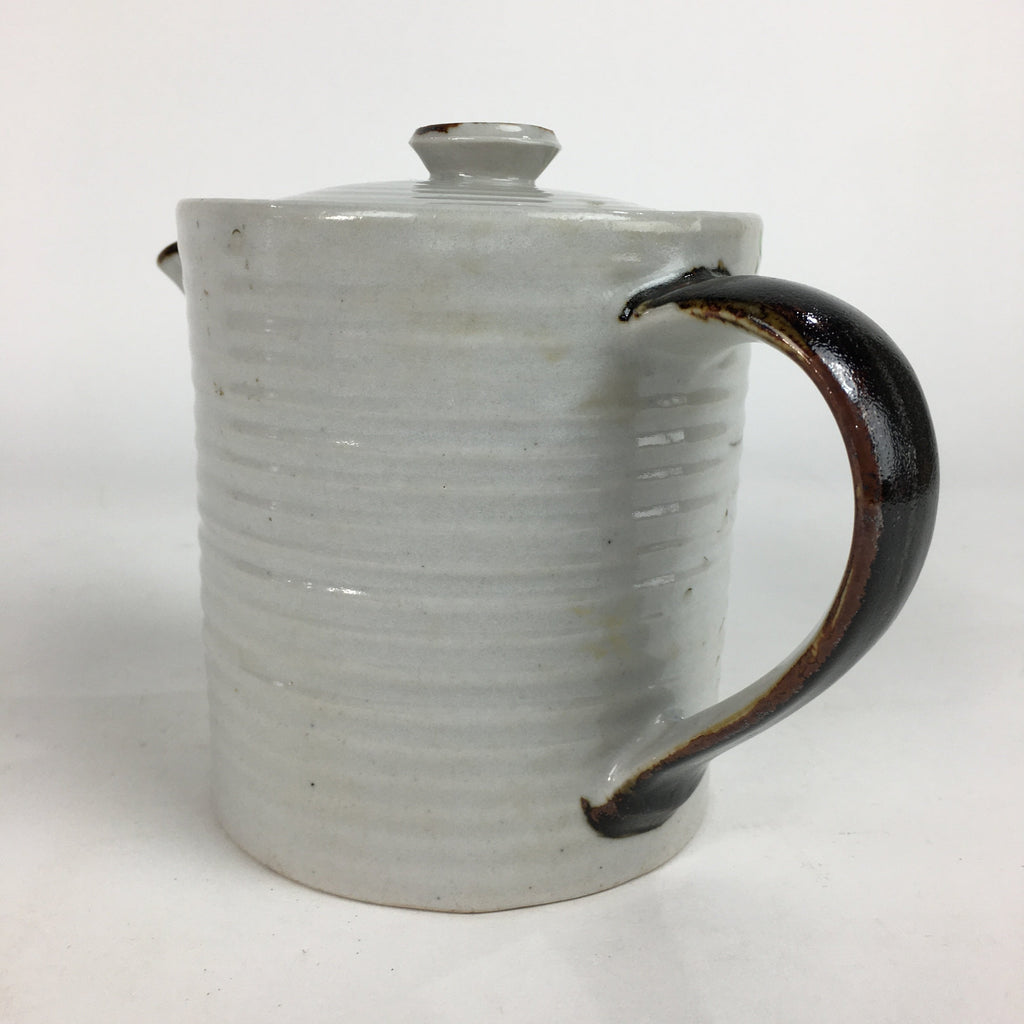 Japanese Ceramic Teapot Vtg Kyusu Gray Autumn Leaves Design Sencha PP542