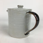 Japanese Ceramic Teapot Vtg Kyusu Gray Autumn Leaves Design Sencha PP542