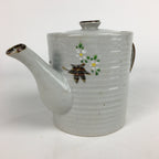 Japanese Ceramic Teapot Vtg Kyusu Gray Autumn Leaves Design Sencha PP542