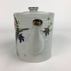 Japanese Ceramic Teapot Vtg Kyusu Gray Autumn Leaves Design Sencha PP542