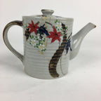 Japanese Ceramic Teapot Vtg Kyusu White Autumn Leaves Momiji Design Sencha PP73