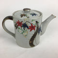 Japanese Ceramic Teapot Vtg Kyusu White Autumn Leaves Momiji Design Sencha PP73
