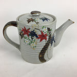 Japanese Ceramic Teapot Vtg Kyusu White Autumn Leaves Momiji Design Sencha PP73