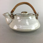 Japanese Ceramic Teapot Vtg Pottery Kyusu Gray Brush Mark White Sencha PT957