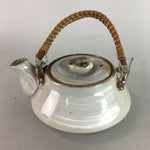 Japanese Ceramic Teapot Vtg Pottery Kyusu Gray Brush Mark White Sencha PT957