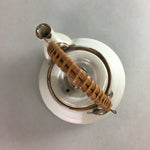 Japanese Ceramic Teapot Vtg Pottery Kyusu Gray Brush Mark White Sencha PT958