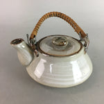 Japanese Ceramic Teapot Vtg Pottery Kyusu Gray Brush Mark White Sencha PT958
