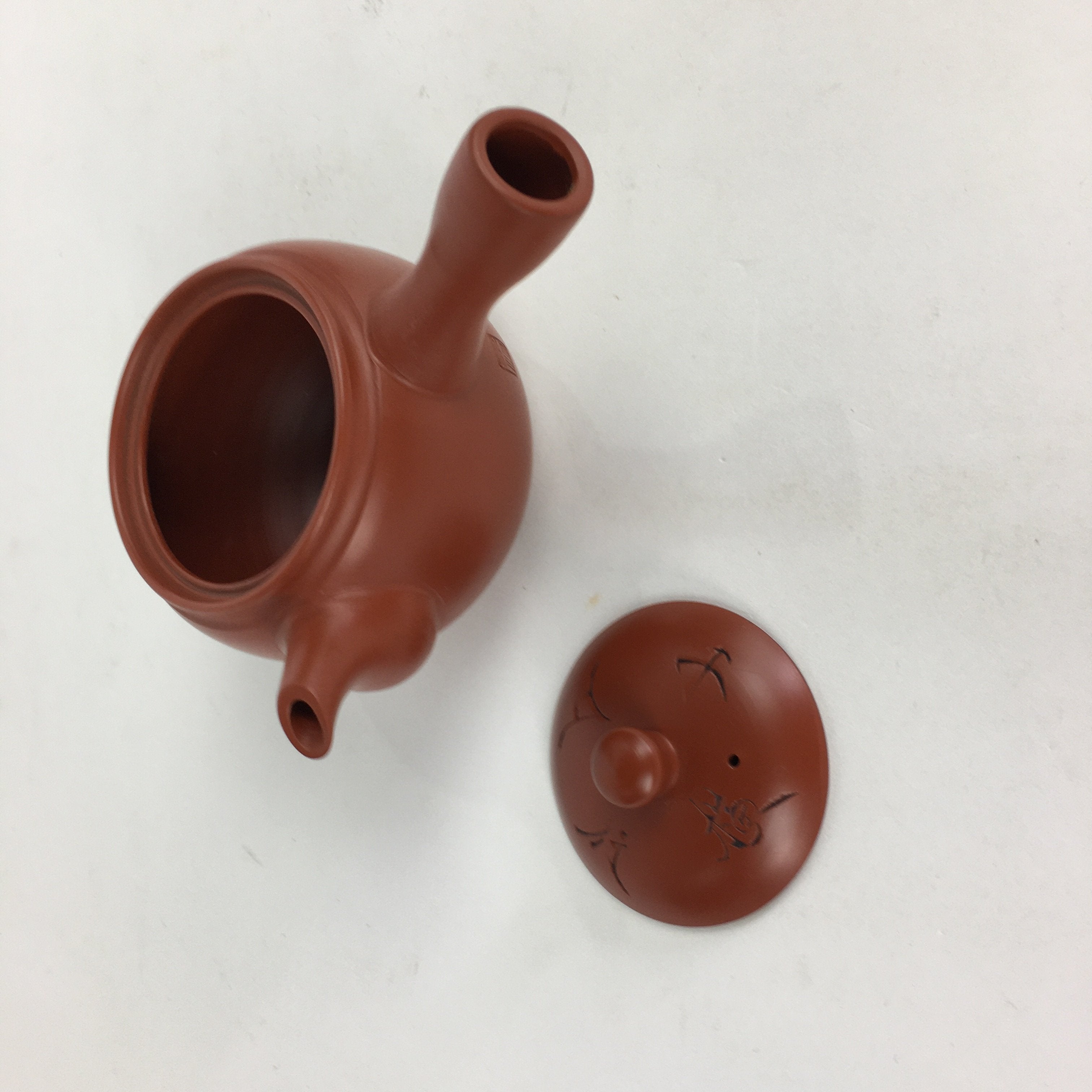 Japanese Ceramic Teapot Vtg Red Pottery Red Clay Kyusu Strainer Sencha PP534