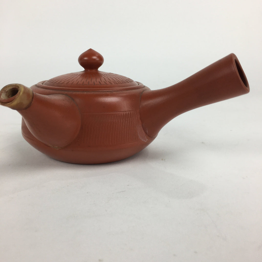 Japanese Ceramic Teapot Vtg Red Pottery Red Clay Kyusu Strainer Sencha PP739