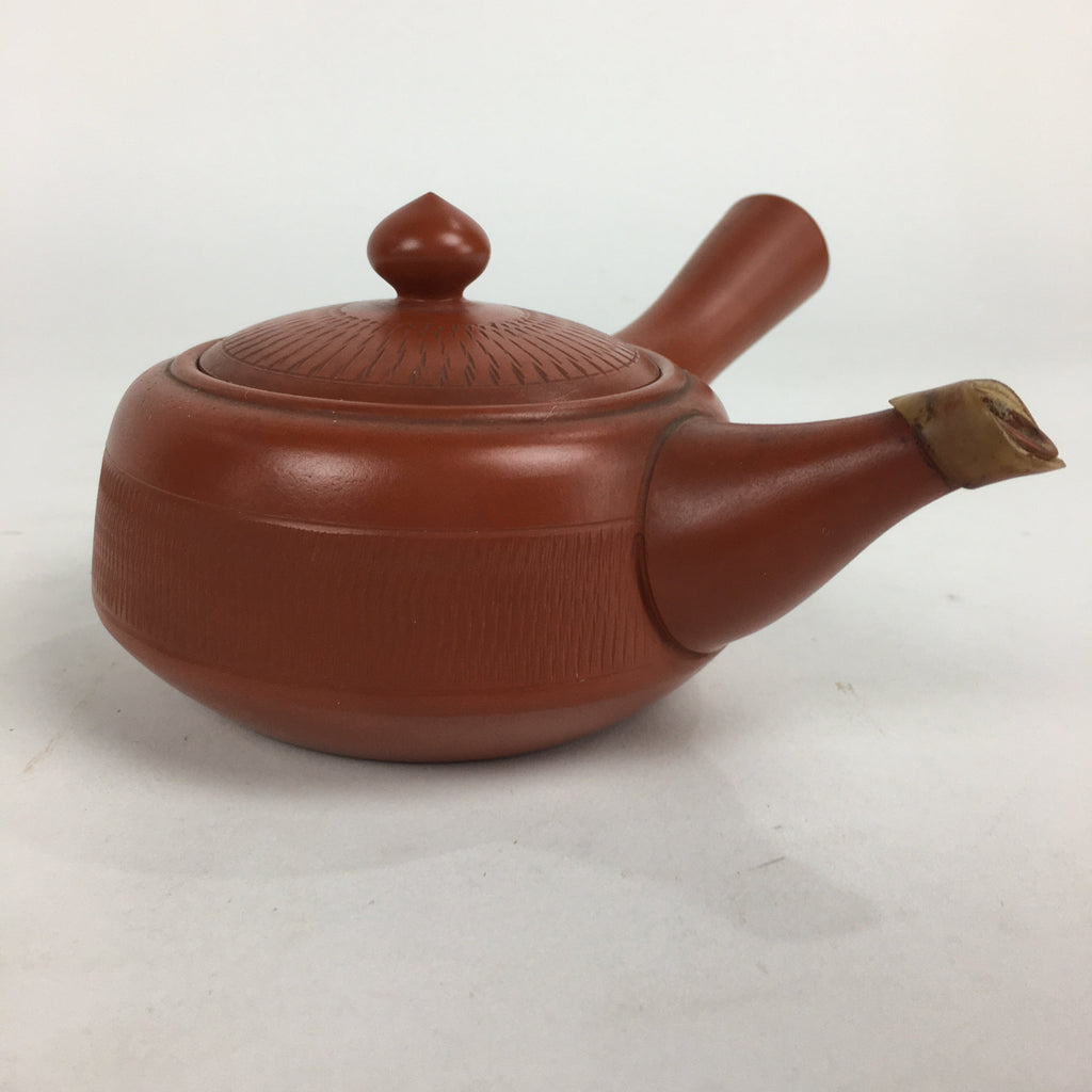 Japanese Ceramic Teapot Vtg Red Pottery Red Clay Kyusu Strainer Sencha PP739