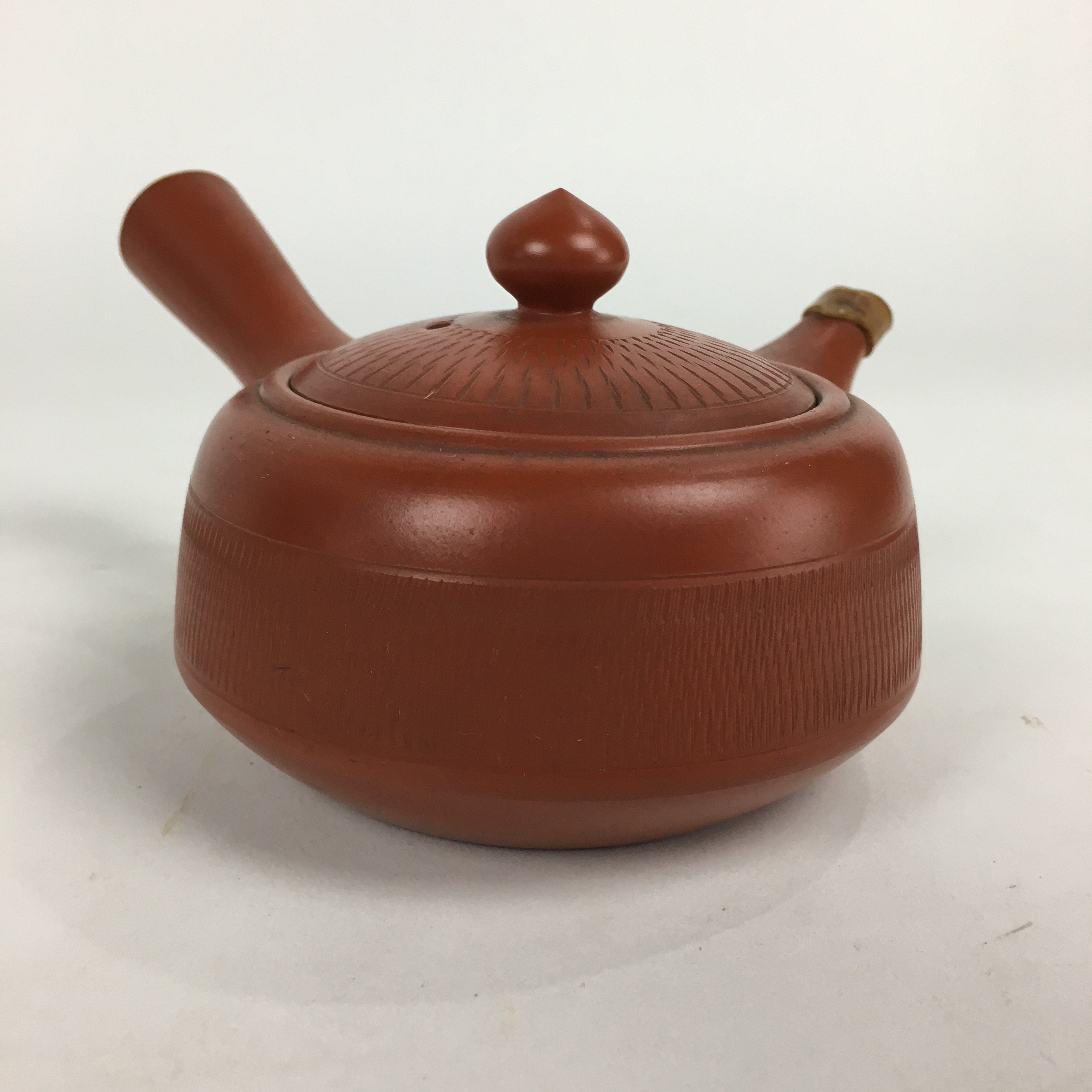 Japanese Ceramic Teapot Vtg Red Pottery Red Clay Kyusu Strainer Sencha PP739