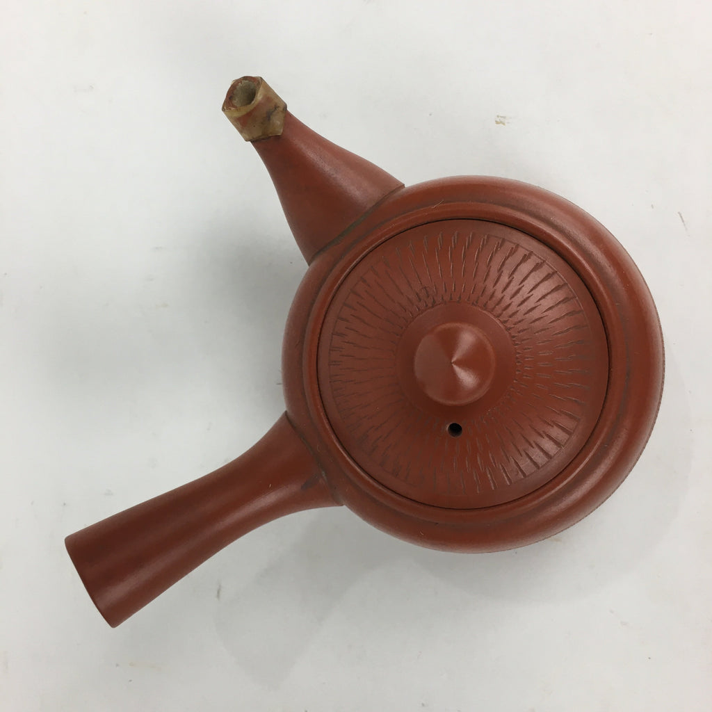 Japanese Ceramic Teapot Vtg Red Pottery Red Clay Kyusu Strainer Sencha PP739
