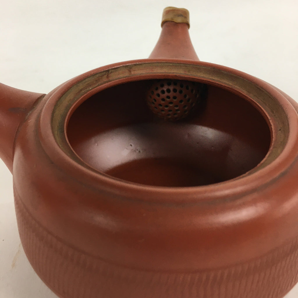 Japanese Ceramic Teapot Vtg Red Pottery Red Clay Kyusu Strainer Sencha PP739