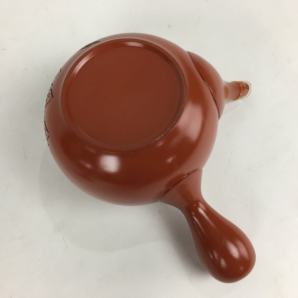 Japanese Ceramic Teapot Vtg Red Pottery Red Clay Kyusu Strainer Sencha PP740