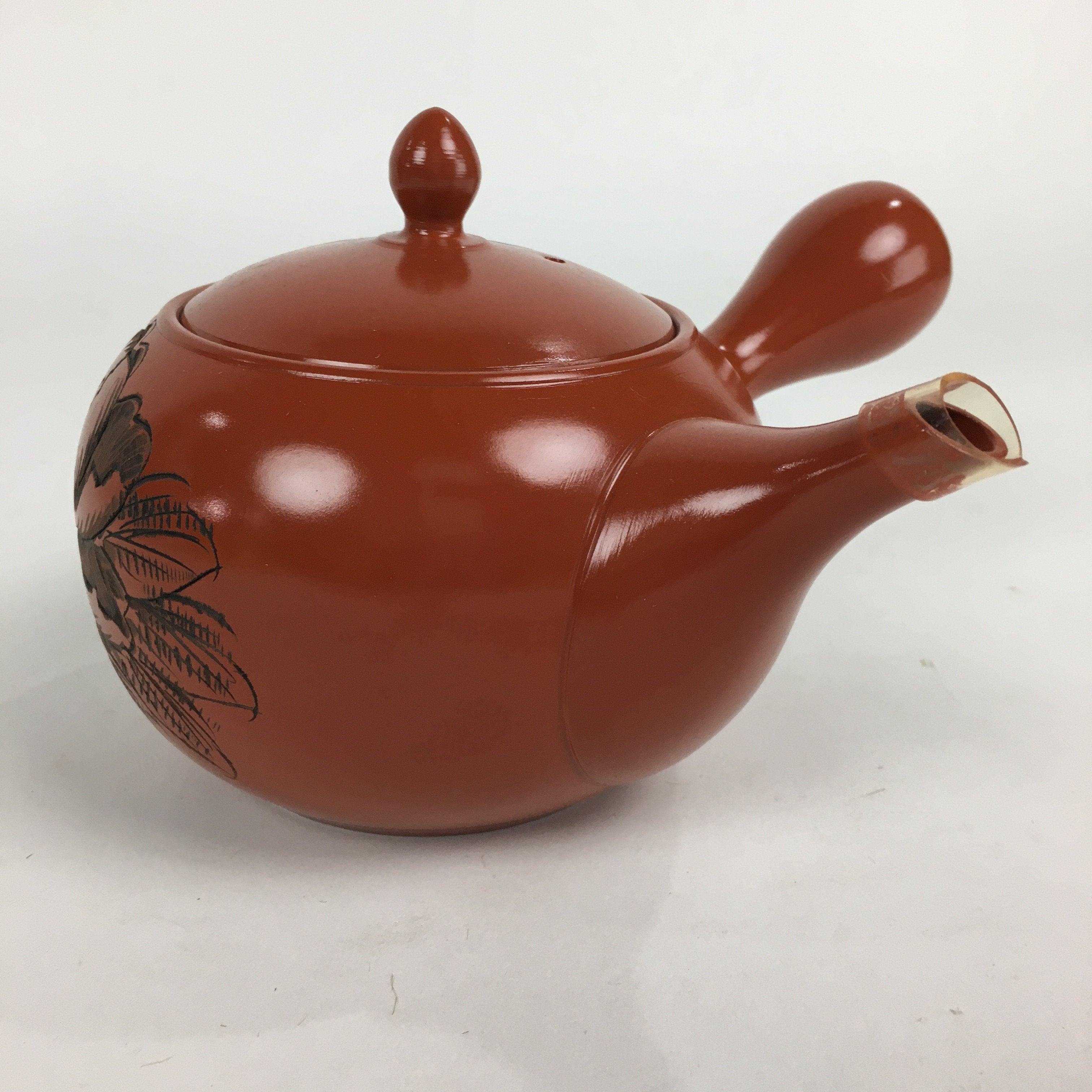 Japanese Ceramic Teapot Vtg Red Pottery Red Clay Kyusu Strainer Sencha PP740