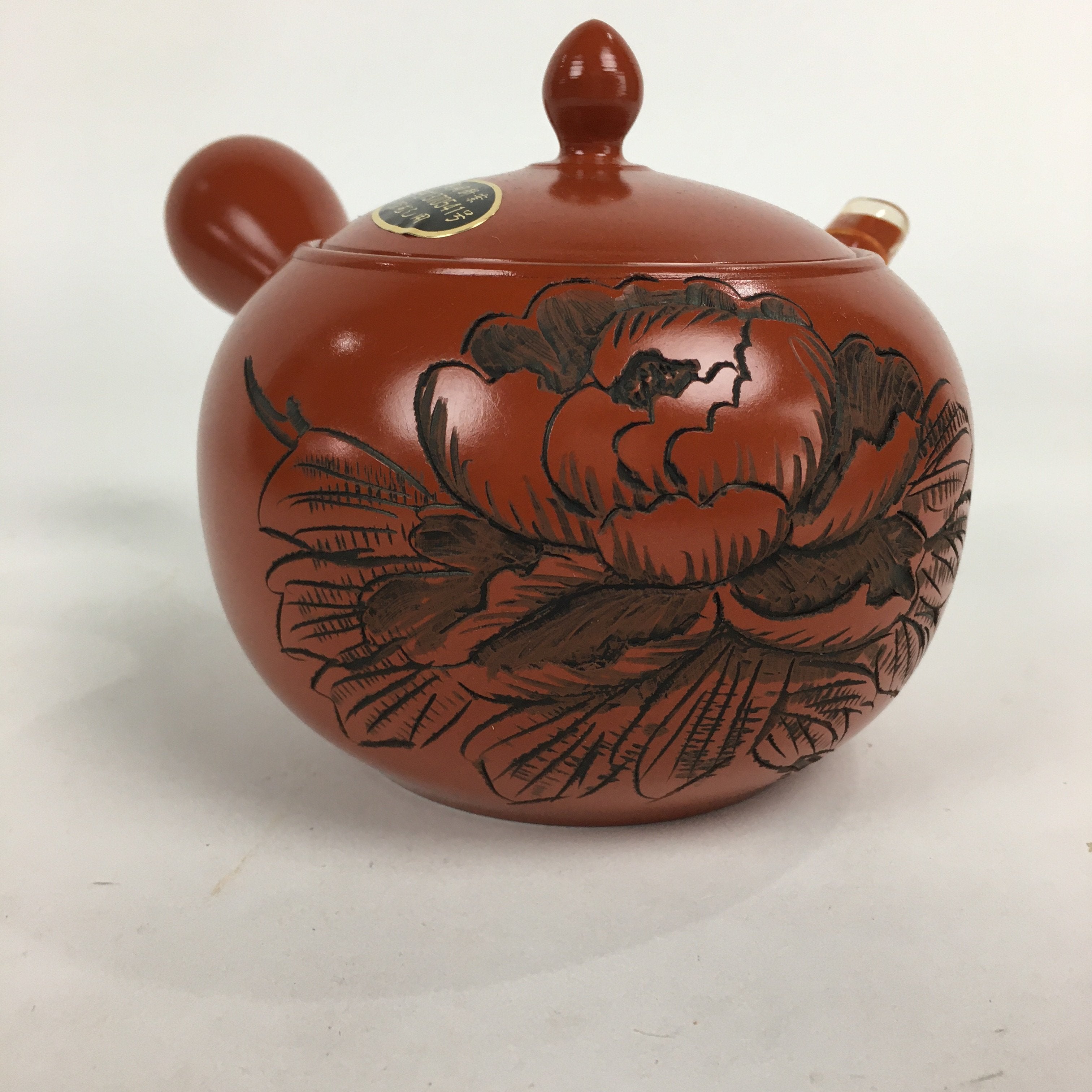 Japanese Ceramic Teapot Vtg Red Pottery Red Clay Kyusu Strainer Sencha PP740