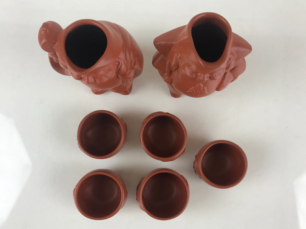 Japanese Ceramic Tokoname Ware Sake Cup And Bottle Set Vtg Guinomi Tokkuri PX677