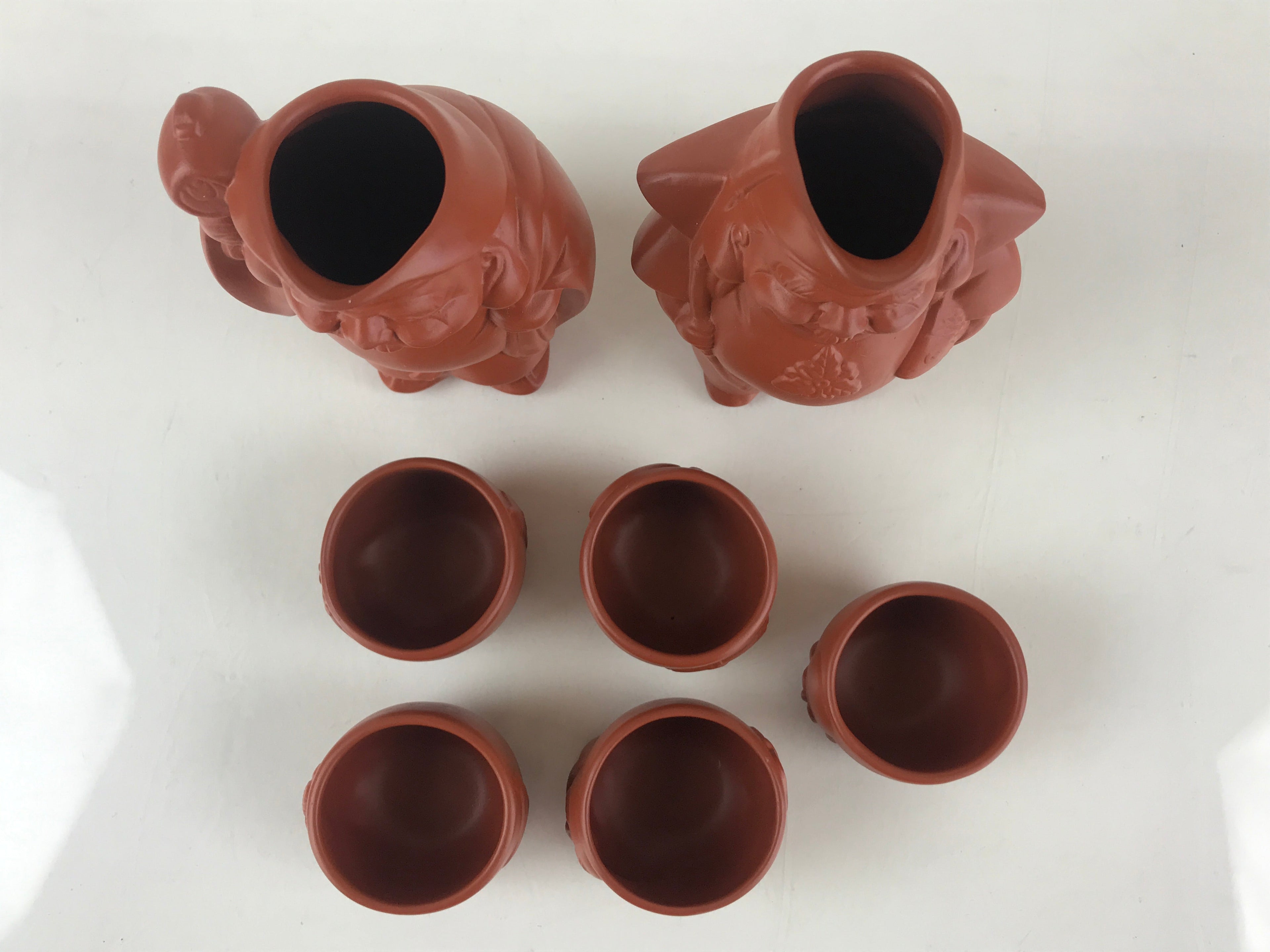 Japanese Ceramic Tokoname Ware Sake Cup And Bottle Set Vtg Guinomi Tokkuri PX677