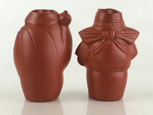 Japanese Ceramic Tokoname Ware Sake Cup And Bottle Set Vtg Guinomi Tokkuri PX677