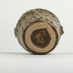 Japanese Ceramic Vtg Bucket Shaped Mini Flower Vase Handle Brown Yellow PP917