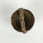 Japanese Ceramic Vtg Bucket Shaped Mini Flower Vase Handle Brown Yellow PP917