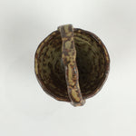 Japanese Ceramic Vtg Bucket Shaped Mini Flower Vase Handle Brown Yellow PP917