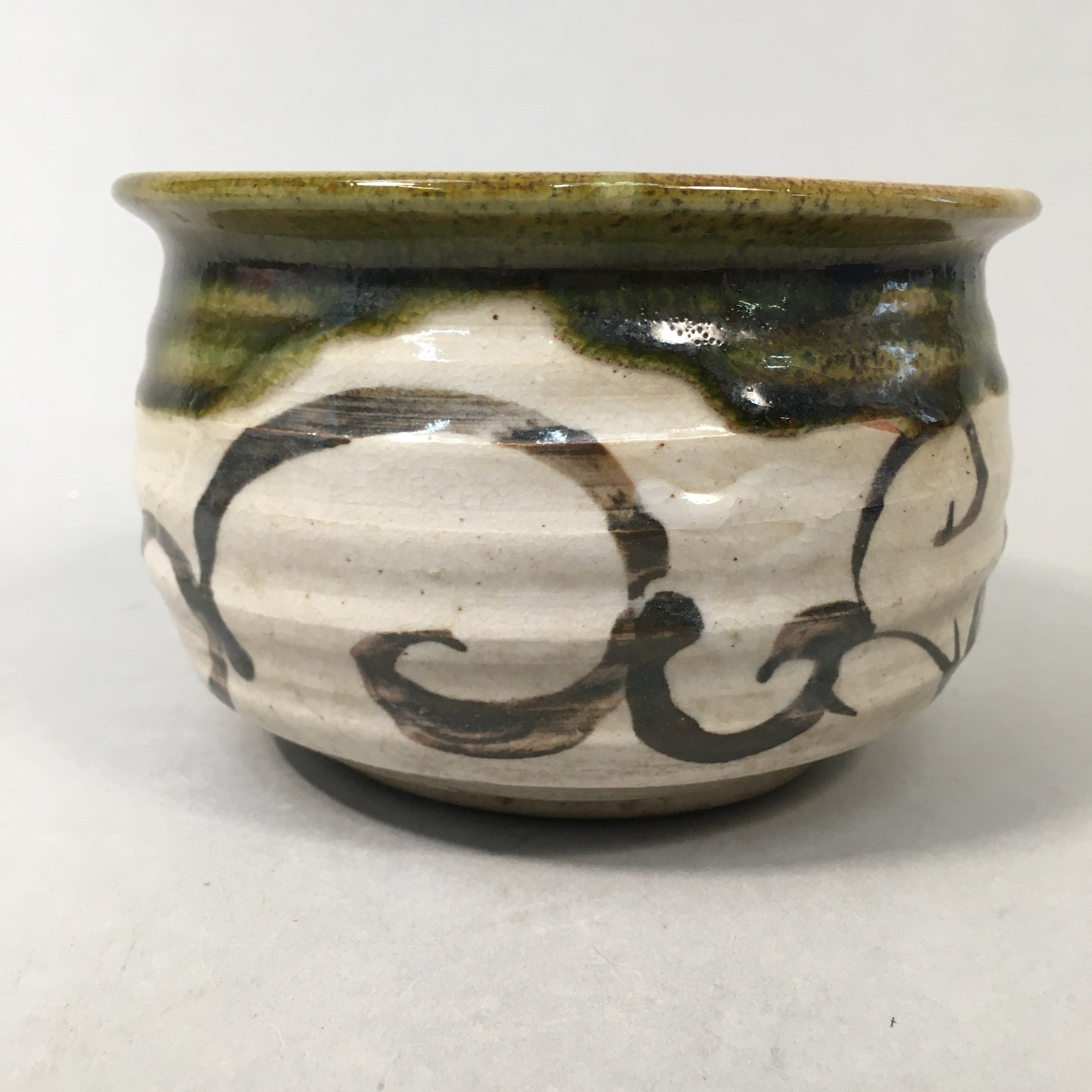 Japanese Ceramic Wastewater Receptacle Tea Ceremony Basin Bowl Vtg Kensui PP332
