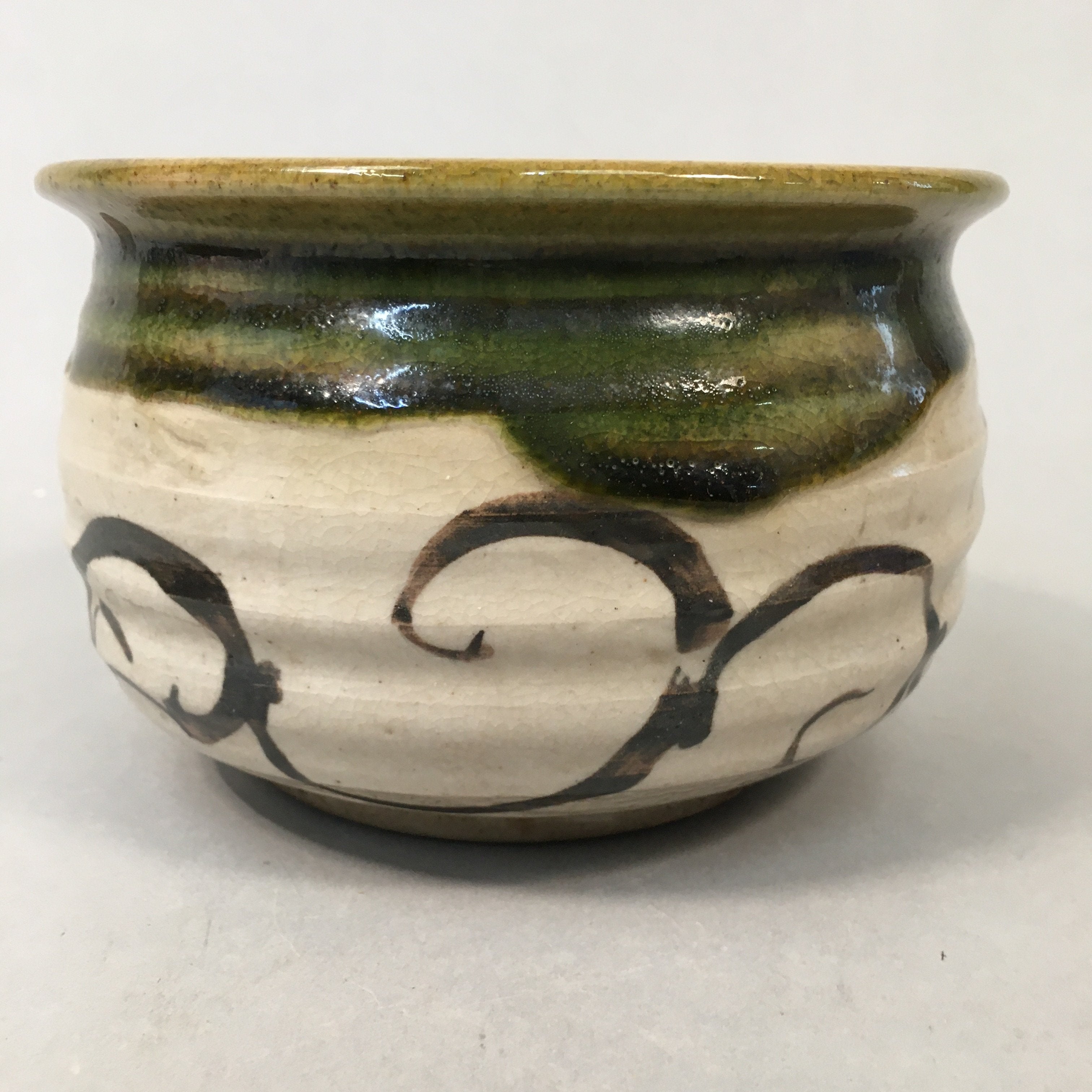 Japanese Ceramic Wastewater Receptacle Tea Ceremony Basin Bowl Vtg Kensui PP332
