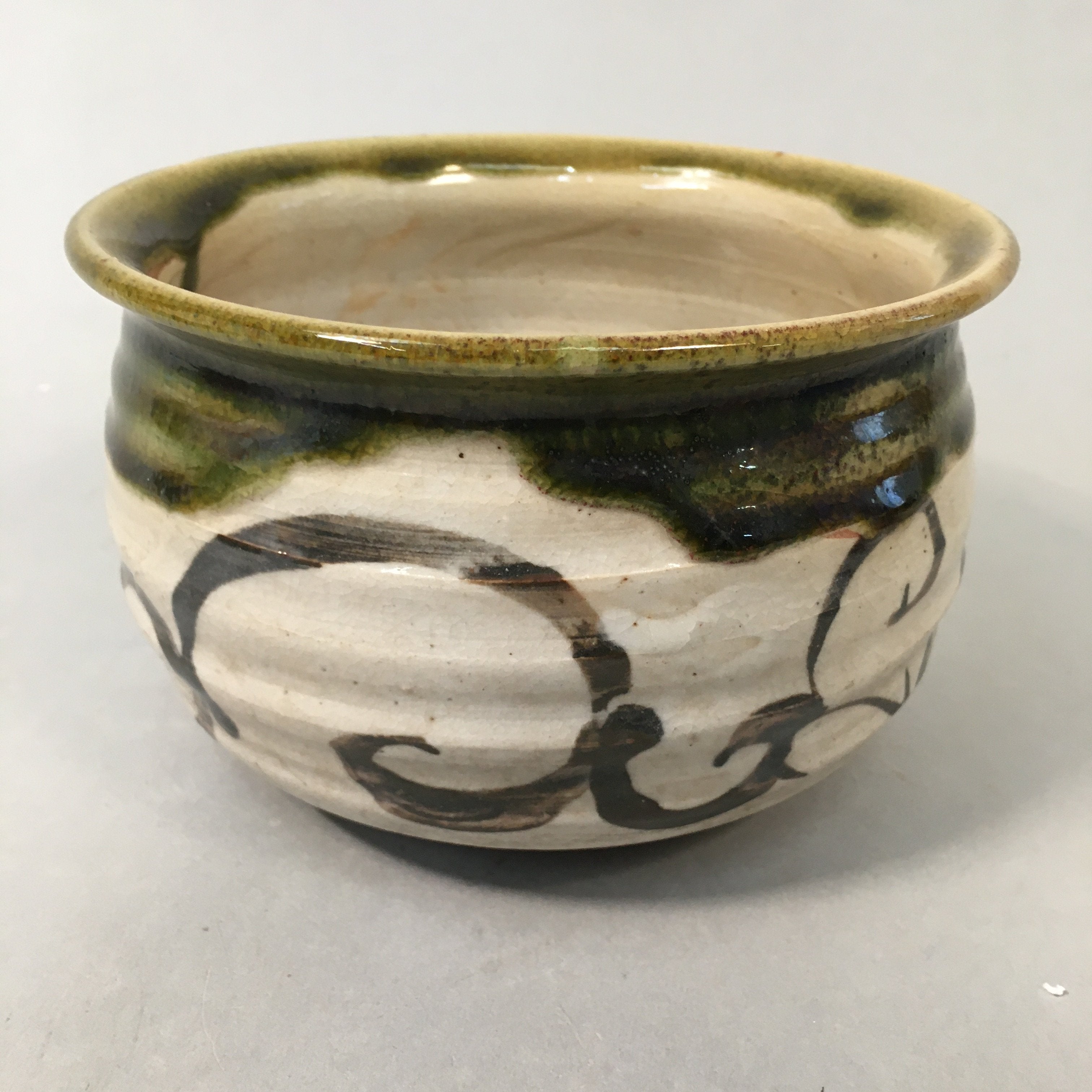 Japanese Ceramic Wastewater Receptacle Tea Ceremony Basin Bowl Vtg Kensui PP332