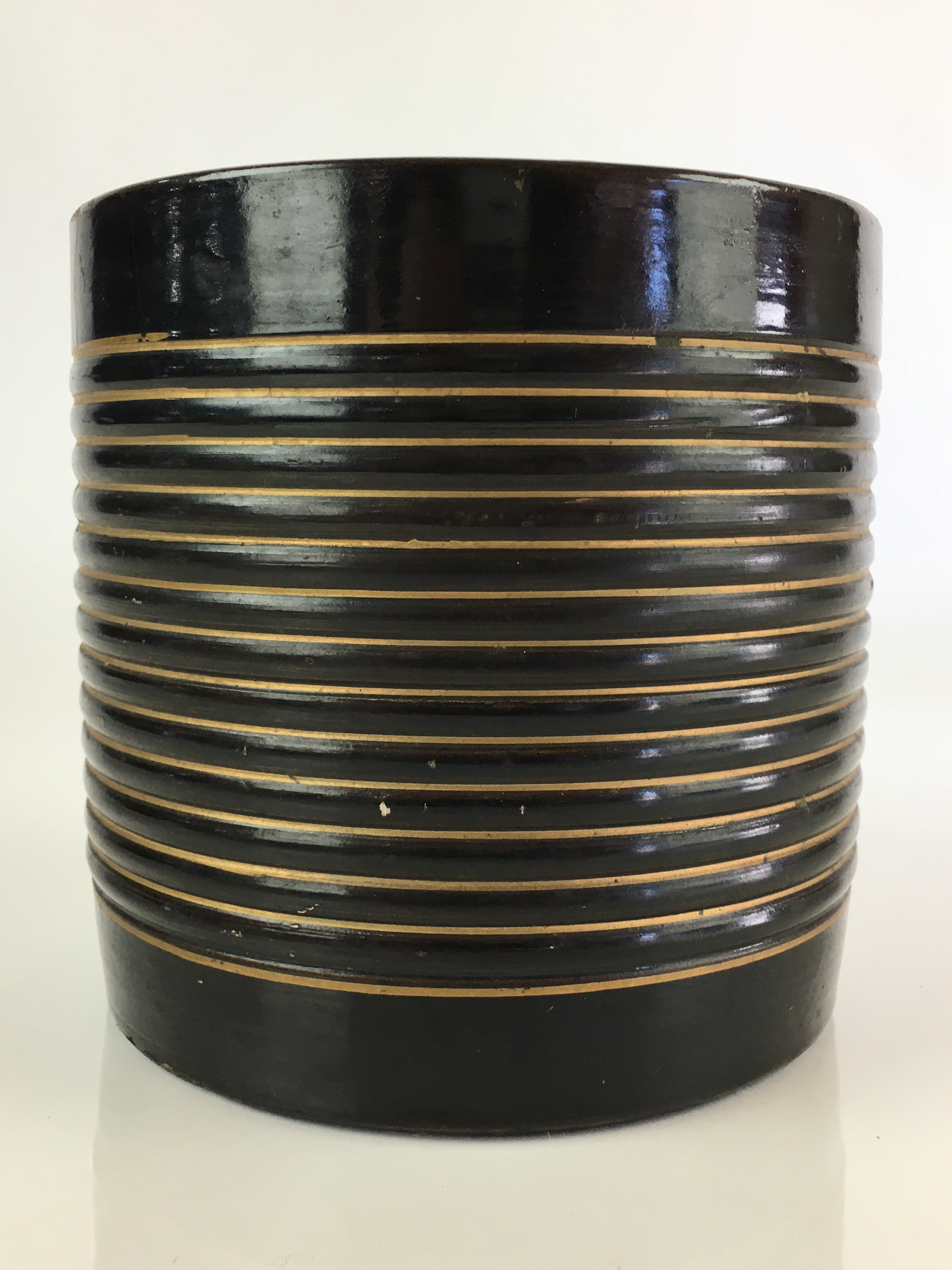 Japanese Ceramic Wastewater Vase Kensui Vtg Tea Ceremony Brown PY111