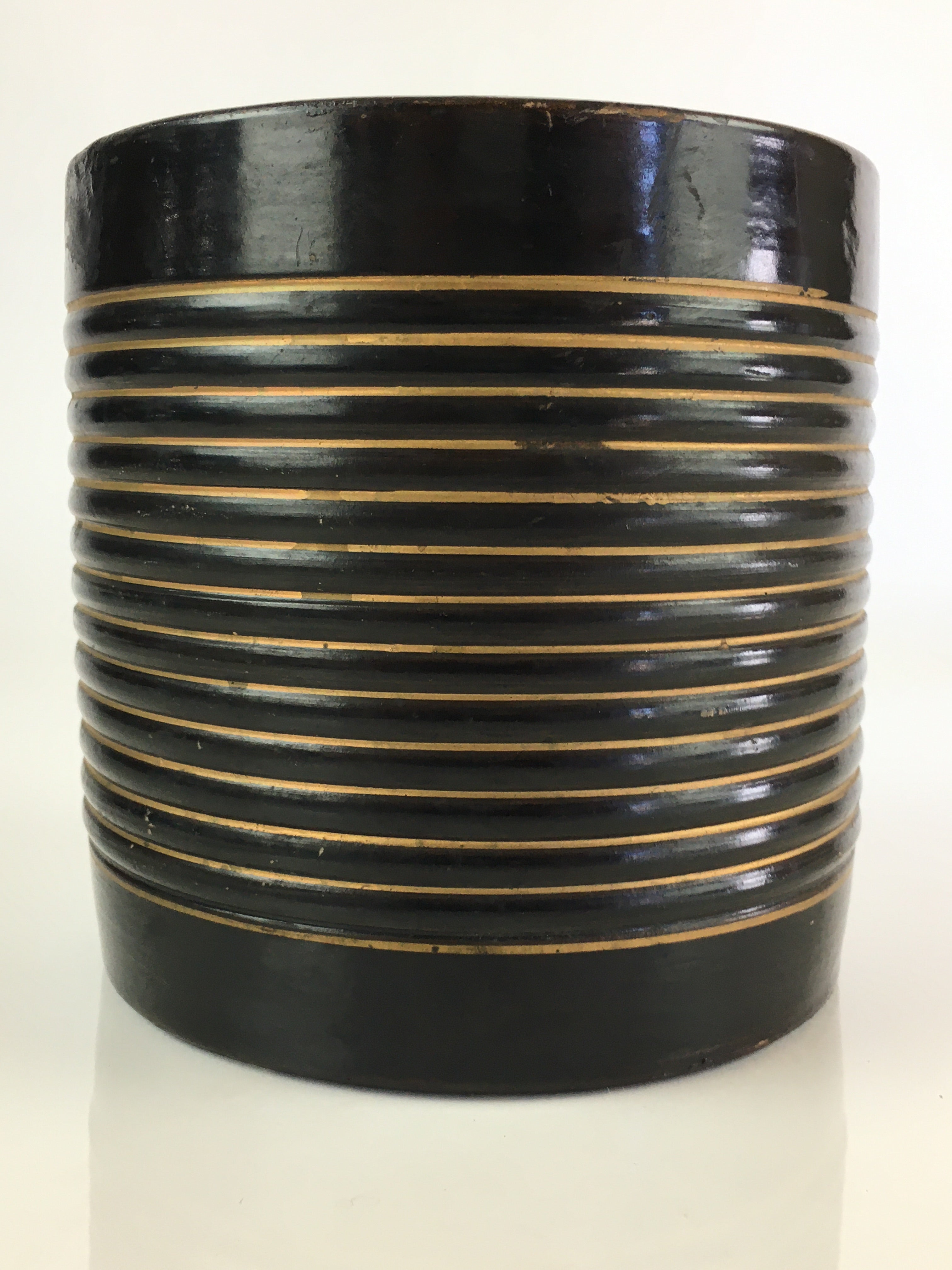 Japanese Ceramic Wastewater Vase Kensui Vtg Tea Ceremony Brown PY111