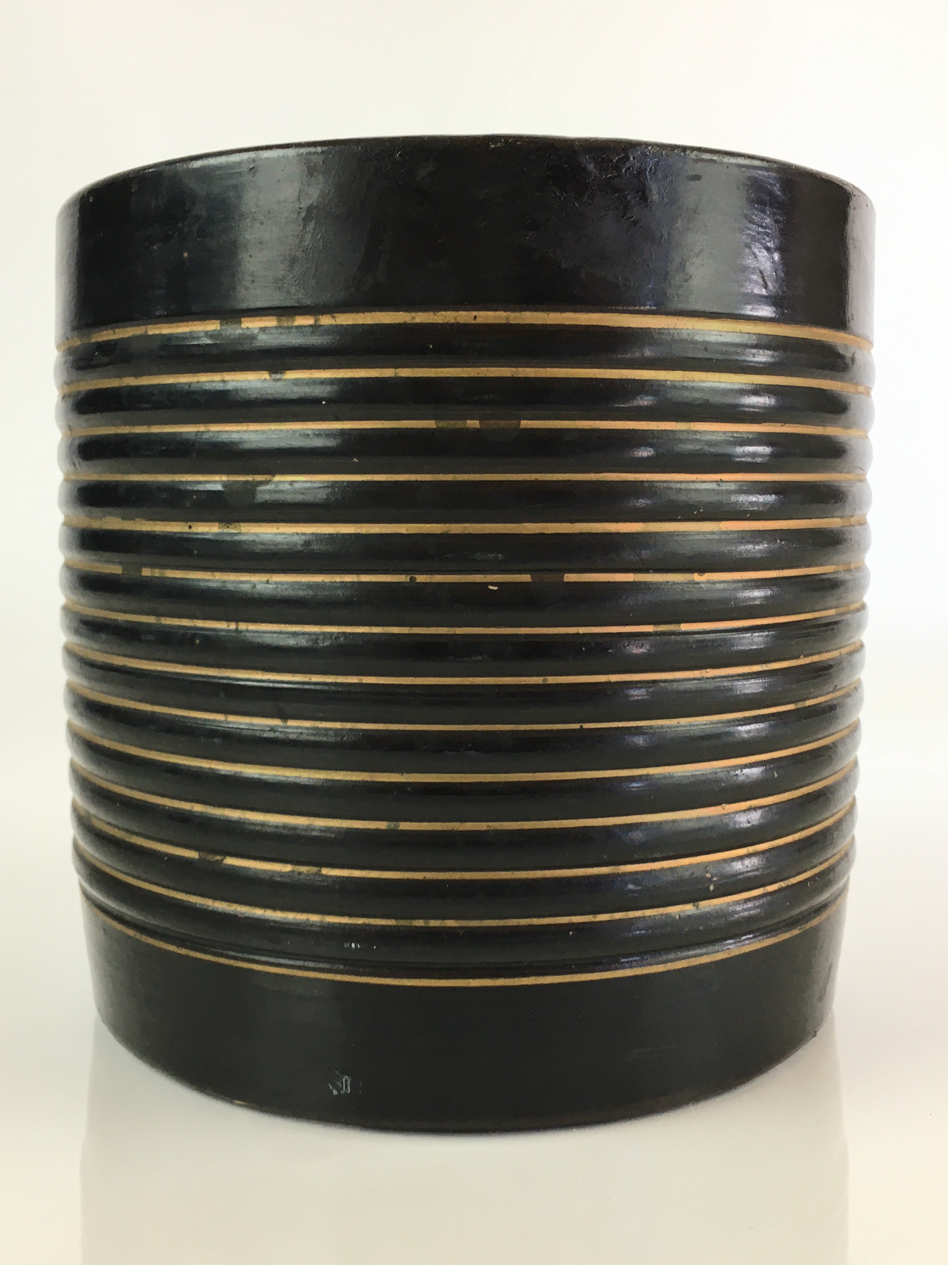 Japanese Ceramic Wastewater Vase Kensui Vtg Tea Ceremony Brown PY111