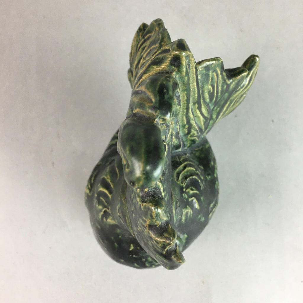 Japanese Ceramic Zodiac Chicken Statue Vtg Pottery Green Okimono BD527
