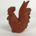 Japanese Ceramic Zodiac Chicken Statue Vtg Red Clay Lucky Charm Figurine BD704