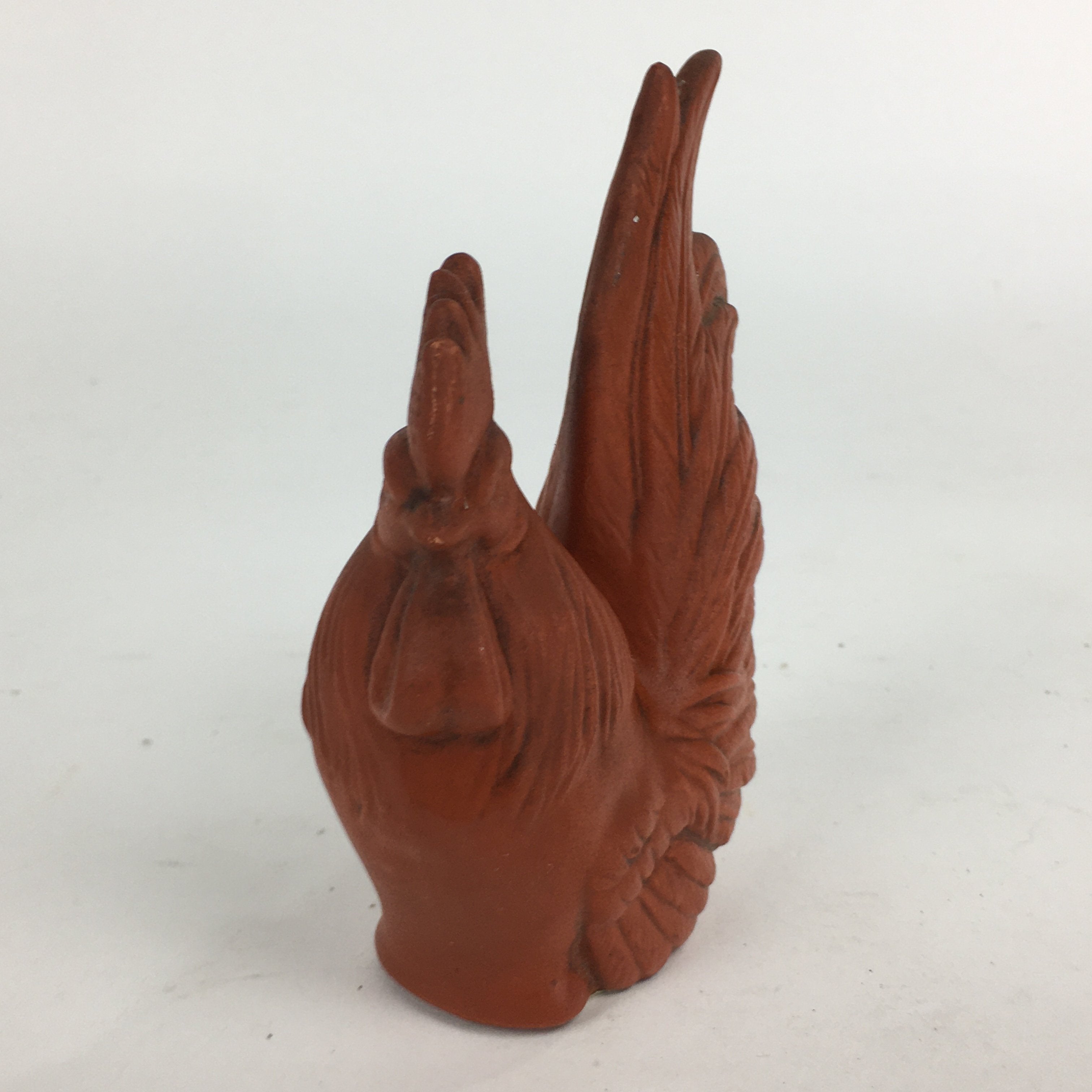 Japanese Ceramic Zodiac Chicken Statue Vtg Red Clay Lucky Charm Figurine BD704