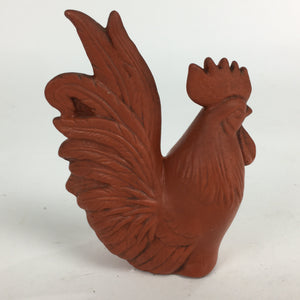Japanese Ceramic Zodiac Chicken Statue Vtg Red Clay Lucky Charm Figurine BD704