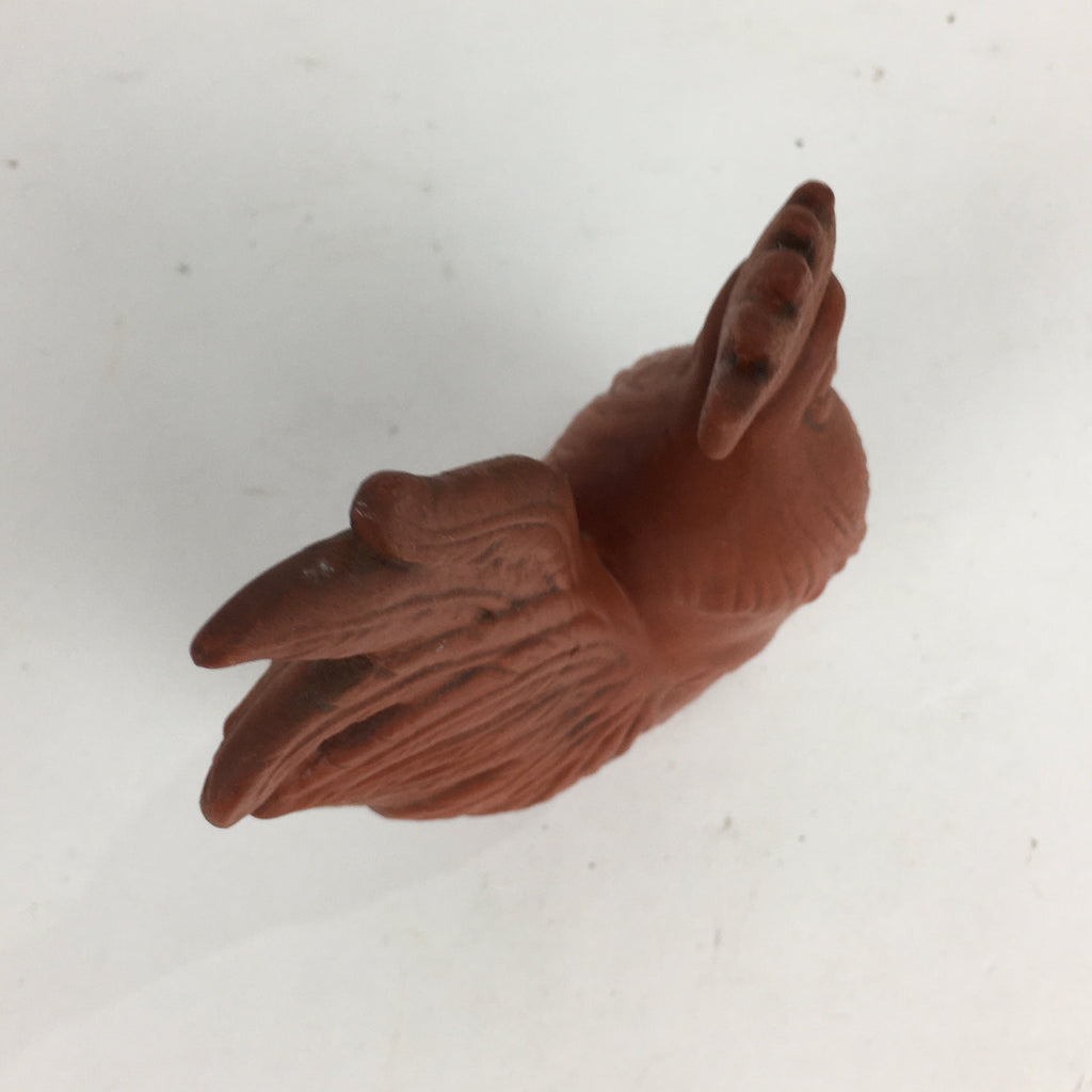Japanese Ceramic Zodiac Chicken Statue Vtg Red Clay Lucky Charm Figurine BD704