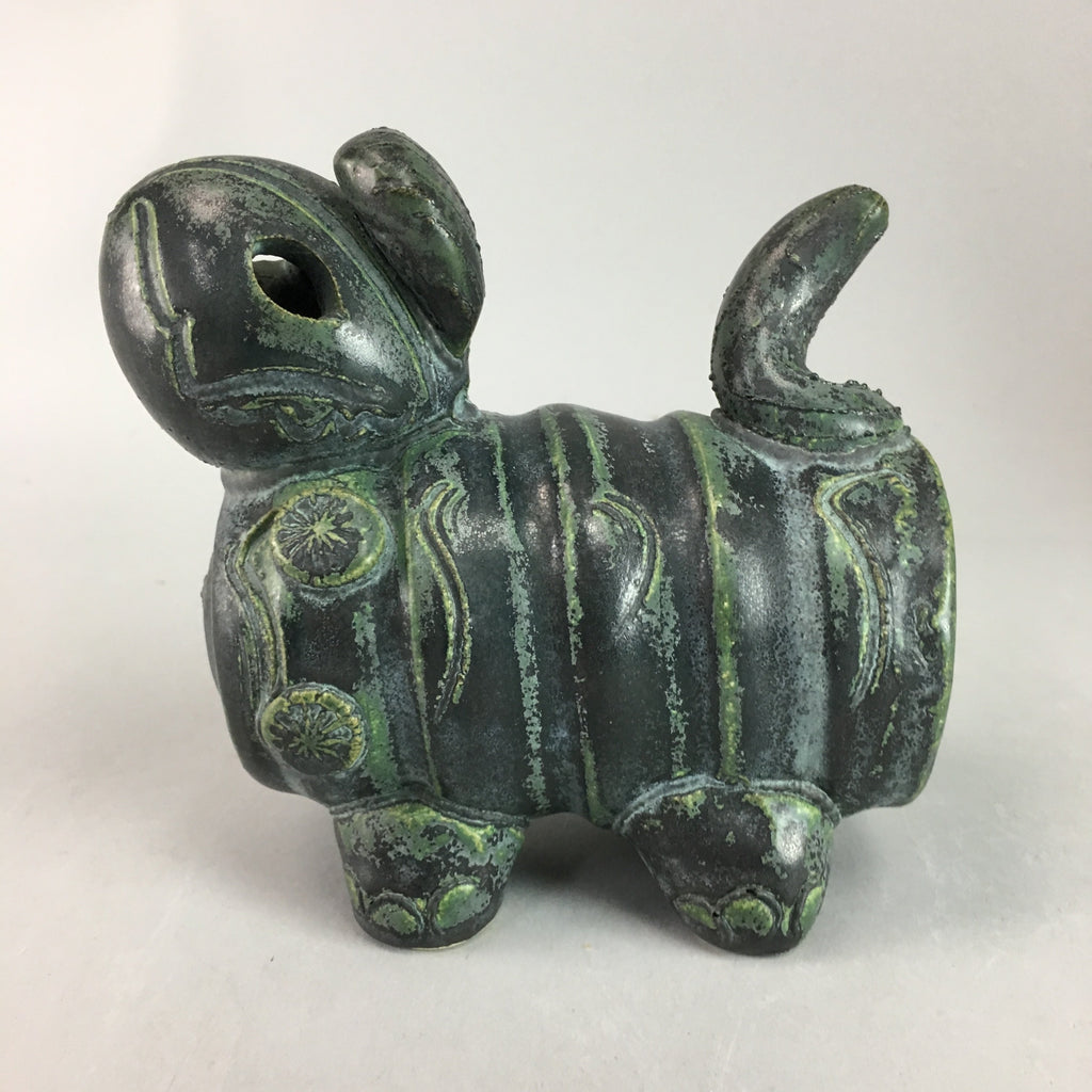 Japanese Ceramic Zodiac Rabbit Vtg Statue Okimono Pottery Oriental Box PX149