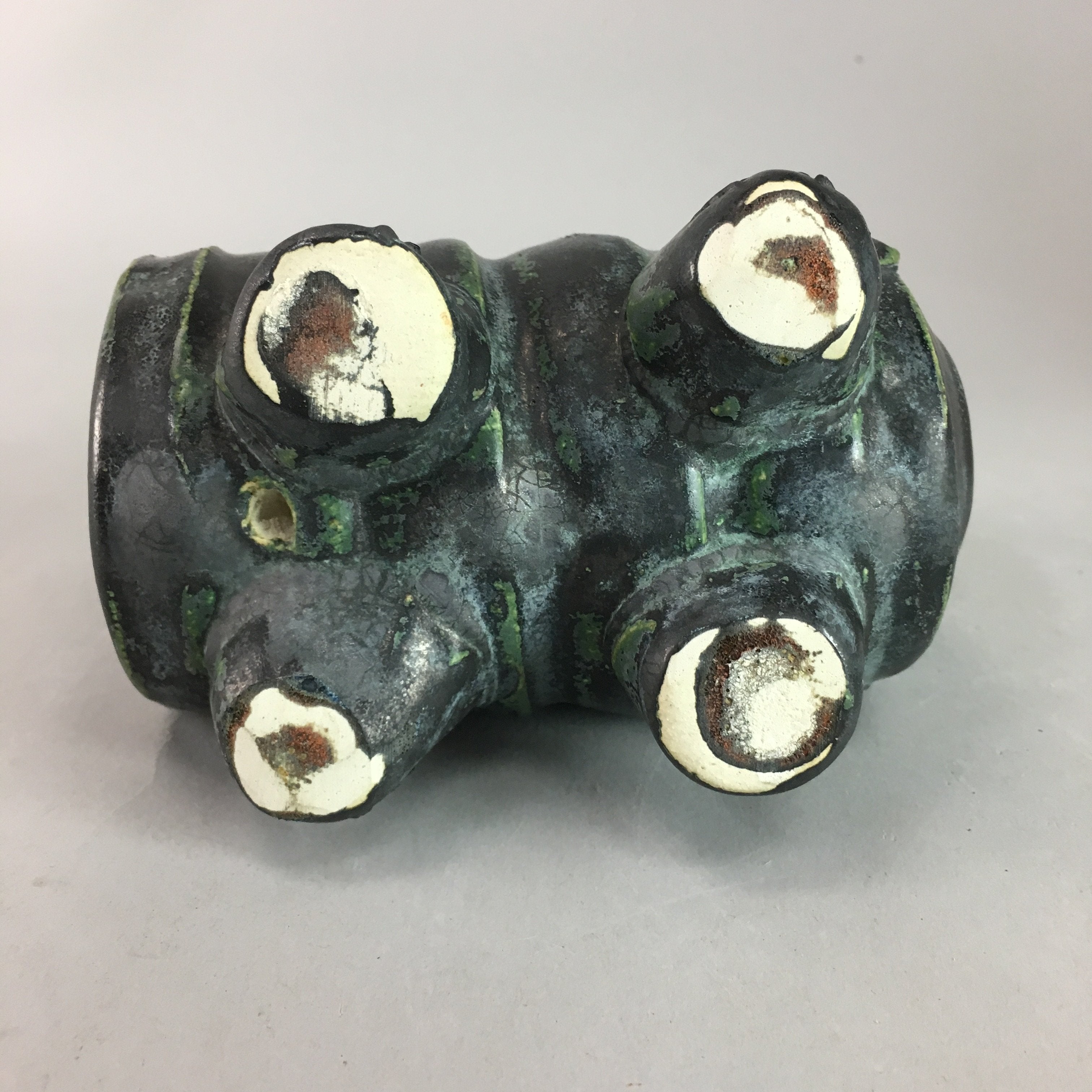 Japanese Ceramic Zodiac Rabbit Vtg Statue Okimono Pottery Oriental Box PX149