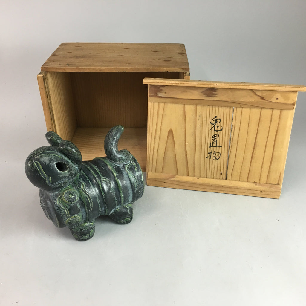 Japanese Ceramic Zodiac Rabbit Vtg Statue Okimono Pottery Oriental Box PX149